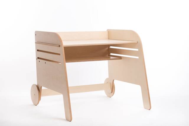 Height Adjustable Montessori Wooden Table & Chair For Kids Wagon Wheel - image 1