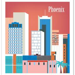 Phoenix Print, Arizona Art Skyline, Retro Poster, Office Wall Art, Vertical Wall Art - E8-O-Phe - thumbnail 3