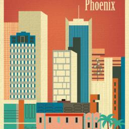 Phoenix Print, Arizona Art Skyline, Retro Poster, Office Wall Art, Vertical Wall Art - E8-O-Phe - thumbnail 2