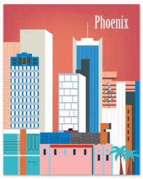 Phoenix Print, Arizona Art Skyline, Retro Poster, Office Wall Art, Vertical Wall Art - E8-O-Phe - thumbnail 1