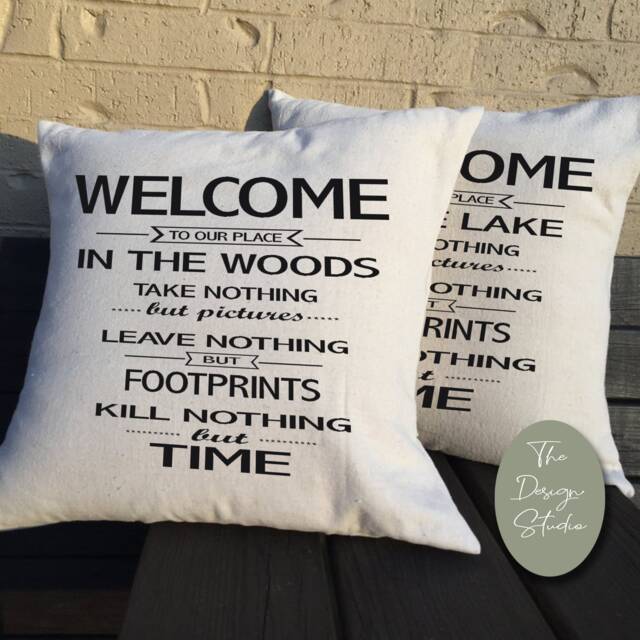 Welcome To The Lake, Country Accent Pillow, Farmhouse Chic, Rustic Pillows, Cover Only - image 1