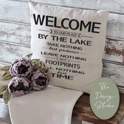 Welcome To The Lake, Country Accent Pillow, Farmhouse Chic, Rustic Pillows, Cover Only - thumbnail 2