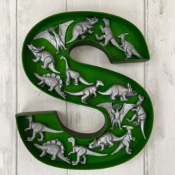 Dinosaur Wooden Letter, Silver Decor, Kids Room Wall Art - thumbnail 3