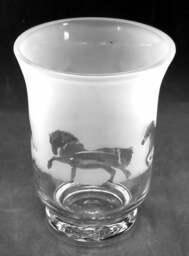 Welsh Section D Cob Horse Frieze Clear Glass Vase - 14.5cm, Boxed - thumbnail 1
