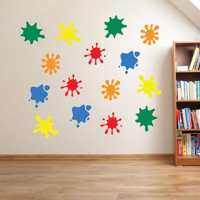Kids Paint Blobs Wall Stickers Nursery Play Room Home Art Decoration Children Decals Removable Handmade School Bedrooms Bright Vc-A26 - image 1