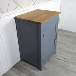 Slimline Bathroom Cabinet Vanity Unit - Grey Painted Furniture Solid Oak Top - thumbnail 3