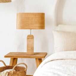 Elegant Oak Wood Table Lamp, Bedside Lamp For Scandinavian Decor, Rustic Decor Desk Night Light Minimalist & Modern Interiors