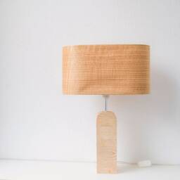 Elegant Oak Wood Table Lamp, Bedside Lamp For Scandinavian Decor, Rustic Decor Desk Night Light Minimalist & Modern Interiors - thumbnail 2