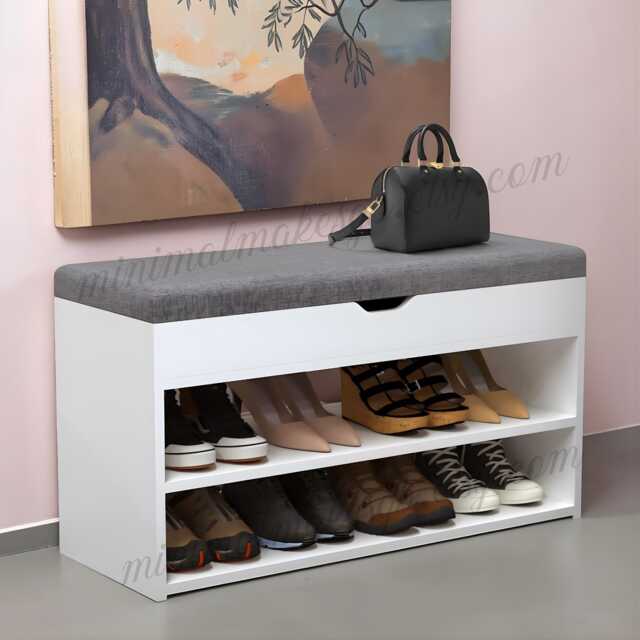 Entryway Shoe Bench With Storage Rack & Cushioned Seat, Home Improvement - image 1