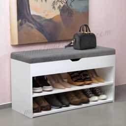Entryway Shoe Bench With Storage Rack & Cushioned Seat, Home Improvement