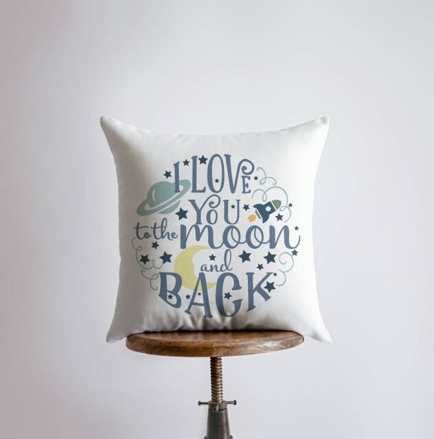 I Love You To The Moon & Back - Pillow Cover Home Decor Throw Valentines Day Gift For Her Him - image 1
