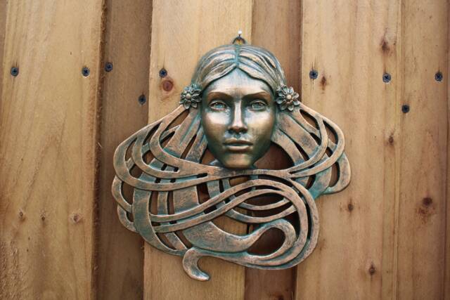 Saoirse, Art Nouveau & Celtic Inspired Female Sculpture Hand-Painted Metallic Finish - image 1