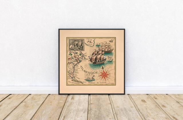 Marquis De Lafayette Vintage Map Print Fine Art Wall Decor - image 1