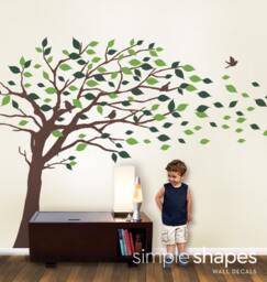 Vinyl Wall Art Decal Sticker - Blowing Leaves Tree Large Scheme B - thumbnail 3