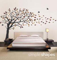 Vinyl Wall Art Decal Sticker - Blowing Leaves Tree Large Scheme B - thumbnail 2