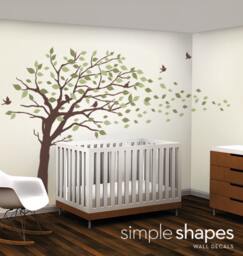 Vinyl Wall Art Decal Sticker - Blowing Leaves Tree Large Scheme B - thumbnail 1