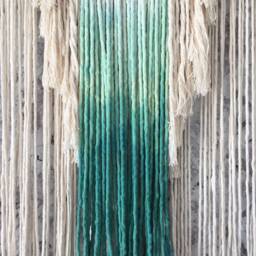 Aqua Ombre Boho Macrame Wall Hanging On Driftwood - The Great Egret - thumbnail 4