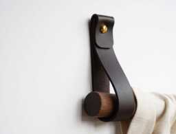 Leather Curtain Rod Bracket With Brass Curtain Rod Holder Wall Hooks Strap Leather Loop Mount Drapery Hanger Hook