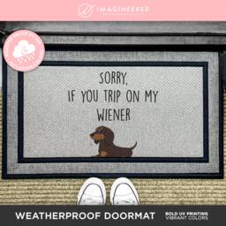 Sorry If You Trip On My Wiener Door Mat - Outdoor Welcome Doormat Funny Gift Washable Rug Dog Lover Gifts