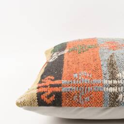 Handmade Turkish Kilim Pillow Embroidered Wool Cushion Cover - 18''x18'' - thumbnail 4