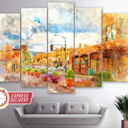 Santa Fe Canvas Print, New Mexico, Wall Art, Artwork, Poster, Photo, Downtown - thumbnail 3