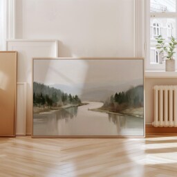 Misty River Poster, Pine Valley Print, Nature Wall Art, Paper - thumbnail 4