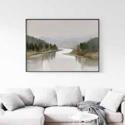 Misty River Poster, Pine Valley Print, Nature Wall Art, Paper - thumbnail 3