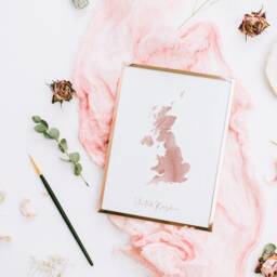 United Kingdom Map Pink & Gold Wall Art Print - thumbnail 2