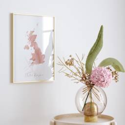 United Kingdom Map Pink & Gold Wall Art Print - thumbnail 3