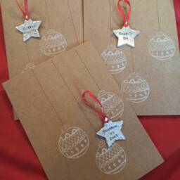 Set Of Three Cards With Rude Profanity Funny Custom Christmas Tree Star Decorations. Personalised Your Text - thumbnail 2