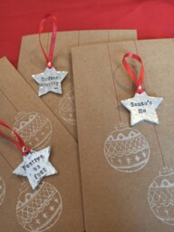 Set Of Three Cards With Rude Profanity Funny Custom Christmas Tree Star Decorations. Personalised Your Text