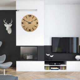 Farmhouse Wall Clock , Large Oak Clock, Black Numbers Gloss, Wood Wood 19 - thumbnail 3