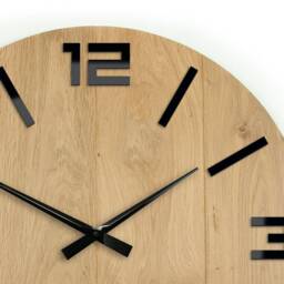 Farmhouse Wall Clock , Large Oak Clock, Black Numbers Gloss, Wood Wood 19 - thumbnail 2