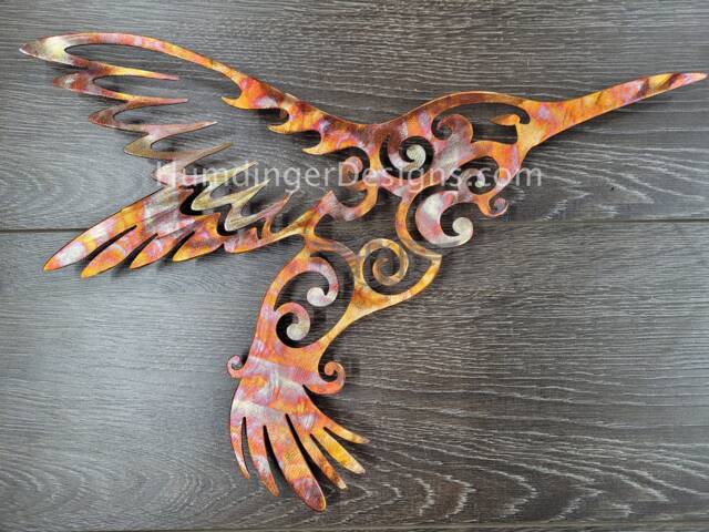 Copper Hummingbird Metal Wall Art - 7Th Anniversary Gift - image 1