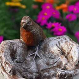 Outdoor Bird Statue Concrete Sn Hands Sculpture Garden Figure Handmade Decor Front Door Ornament Bird Lover Gift Yard Art - thumbnail 2