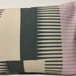 Combed Stripe Cushion - Raspberry, Lilac + Terracotta - thumbnail 3