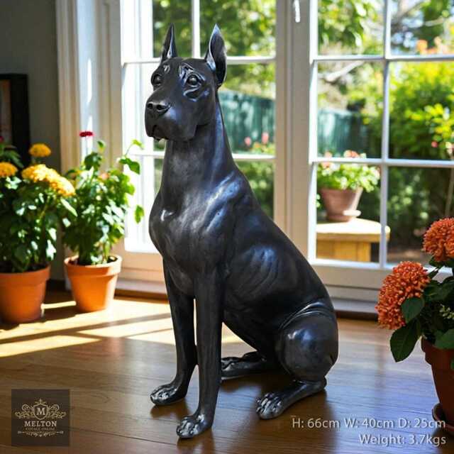 Resin Bronze Vintage Style Great Dane Garden Ornament Outdoor Statue Figurine, 66cm High - image 1