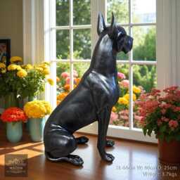 Resin Bronze Vintage Style Great Dane Garden Ornament Outdoor Statue Figurine, 66cm High - thumbnail 3