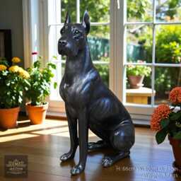 Resin Bronze Vintage Style Great Dane Garden Ornament Outdoor Statue Figurine, 66cm High - thumbnail 1