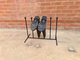 Handmade 3 Pair Wellington Boot Welly Rack Stand Storage Black Wrought Iron Steel Metal Welded Free Standing