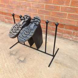 Handmade 3 Pair Wellington Boot Welly Rack Stand Storage Black Wrought Iron Steel Metal Welded Free Standing - thumbnail 2