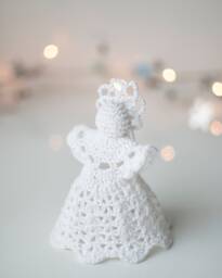 Handmade Crochet Angel Christmas Ornament White Cotton Decor - thumbnail 1