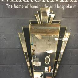 Babushka Art Deco Gold Handmade Fan Wall Mirror - thumbnail 2
