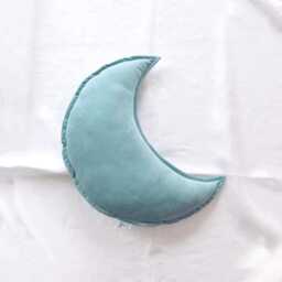 Dusty Pink Velvet Moon Pillow, Crescent Cushion - thumbnail 4