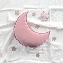 Dusty Pink Velvet Moon Pillow, Crescent Cushion - thumbnail 1