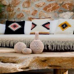 Rel??mpago Handmade Cushion, Mexican Textile Cushion, Woven Wool Boho Pillow, Throw Pillow - thumbnail 2