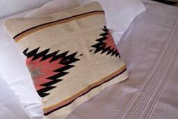 Rel??mpago Handmade Cushion, Mexican Textile Cushion, Woven Wool Boho Pillow, Throw Pillow