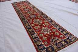 10 Ft Long Rug, Bidjar Runner Hand Knotted Wool Afghan Geometric Kazak Turkmen Tribal Oriental Red Hallway - thumbnail 1