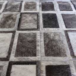 Cowhide Patchwork Rug Gray Shades & Rectangles - Custom Handmade - thumbnail 2