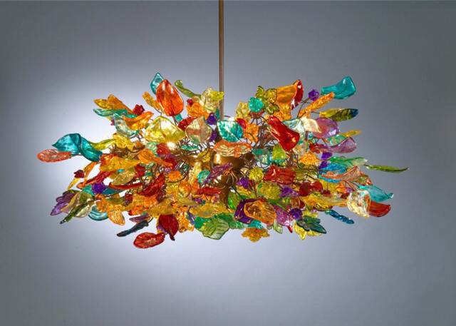 Lighting Colorful Flowers & Leaves Hanging Chandeliers For Dining Room - image 1